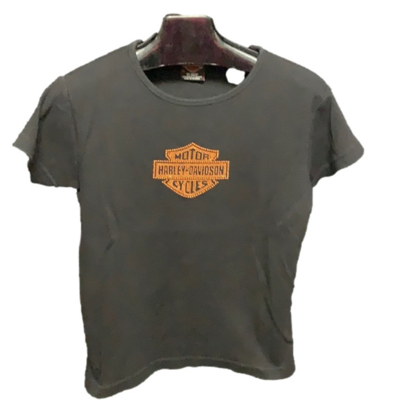 HARLEY Davidson shirt with orange bling - Picture 1 of 6